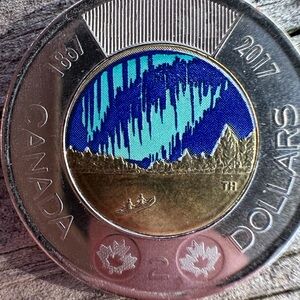 Canadian Toonie Northern Lights Coin 2017
